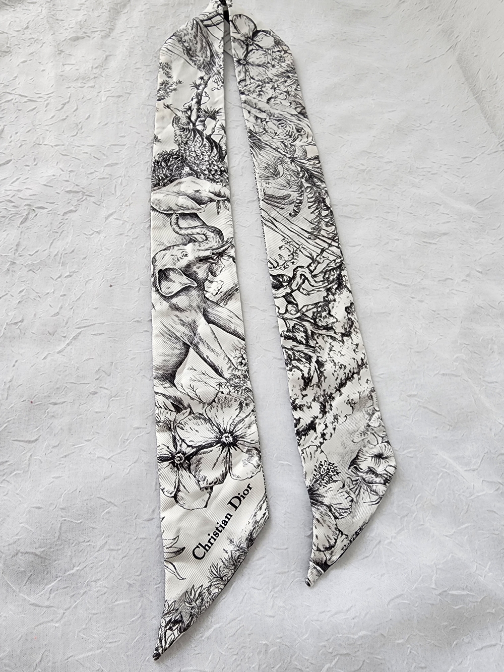 Auth Dior Mitzah Jungle Toile Silk Twilly Scarf - Picture 6 of 10